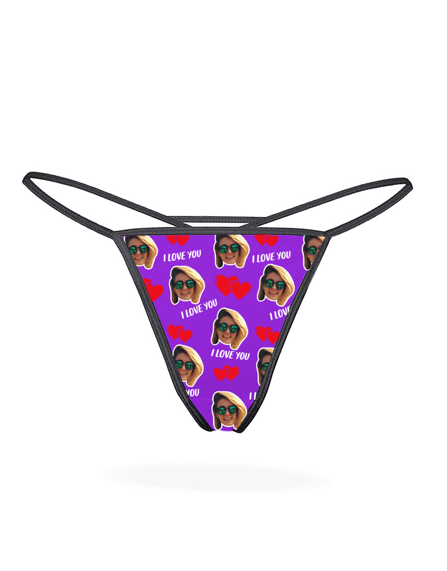 Purple I Love You Thong