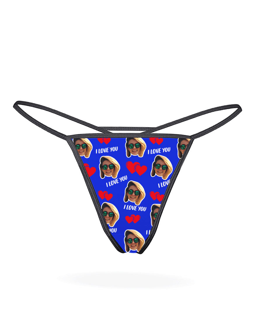 Royal Blue I Love You Thong