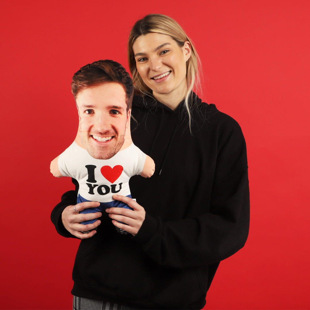 I Heart You Face Pillow Doll & Owner