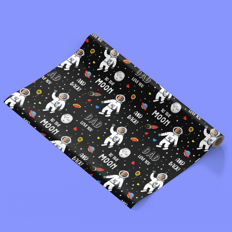 Love You To The Moon Dad Personalised Wrapping Paper