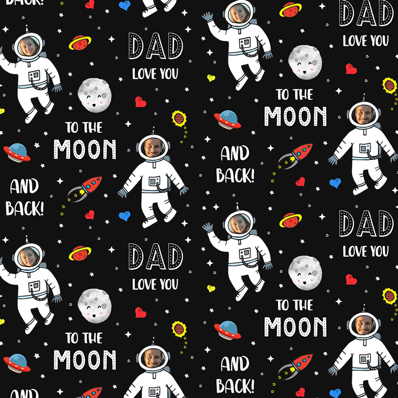 Love You To The Moon Dad Personalised Wrapping Paper