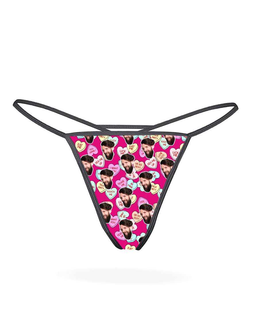 Naughty Love Hearts Thong With Your Face On