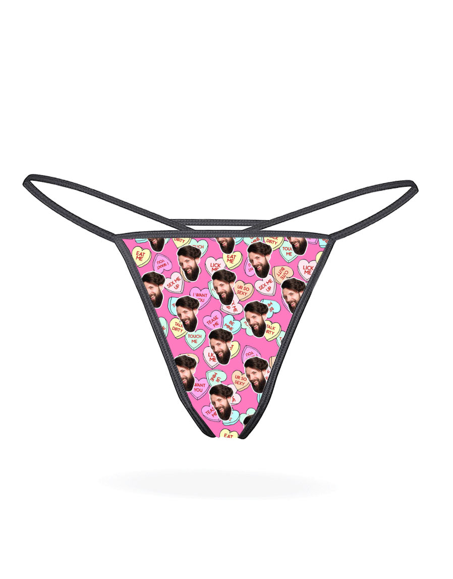 Naughty Love Hearts Thong With Your Own Photo