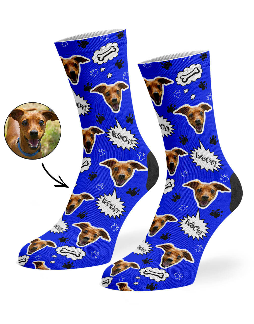 Royal Blue Your Dog Woof Socks