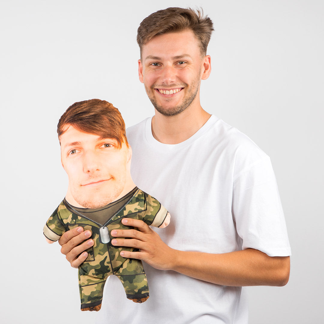 Soldier Face Pillow & Owner