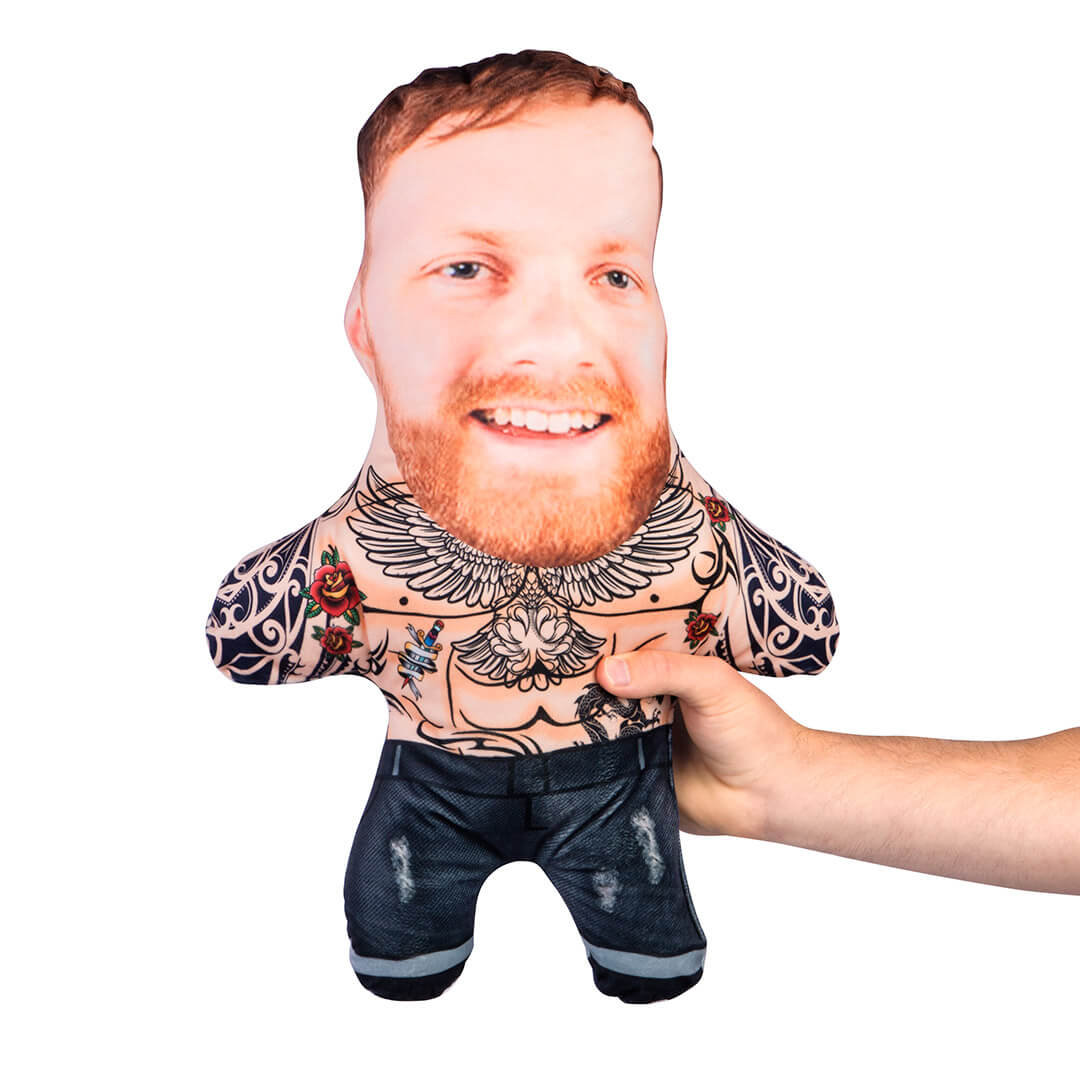 Male Tattoo Face Pillow Doll