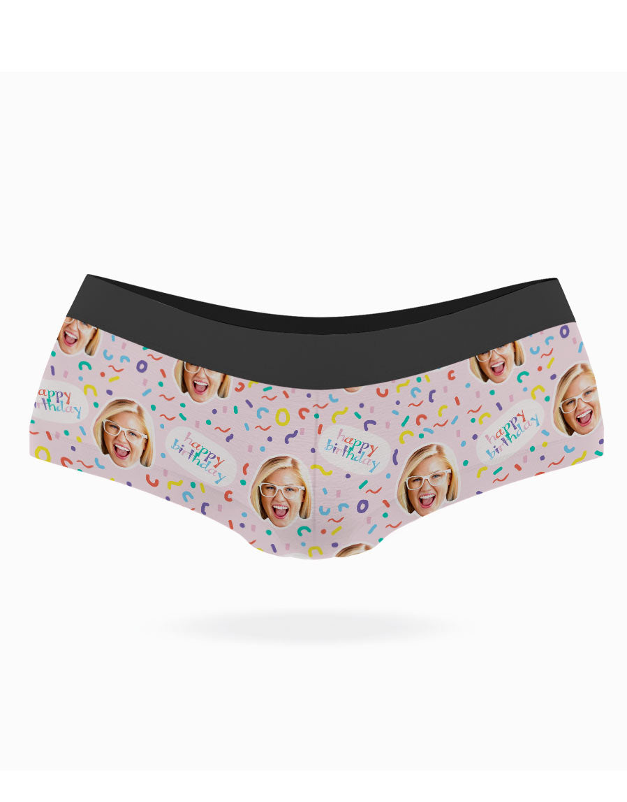 Pink Happy Birthday Face Knickers