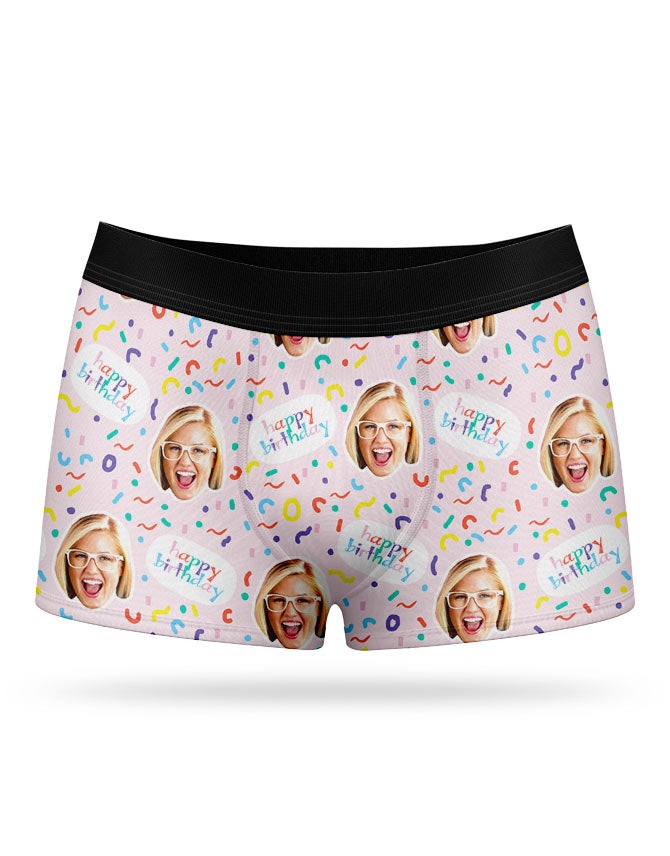Pink Happy Birthday Face Boxers