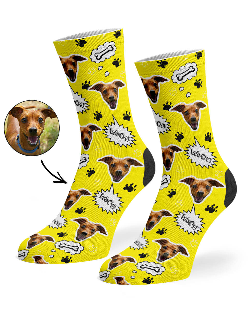 Yellow Your Dog Woof Socks