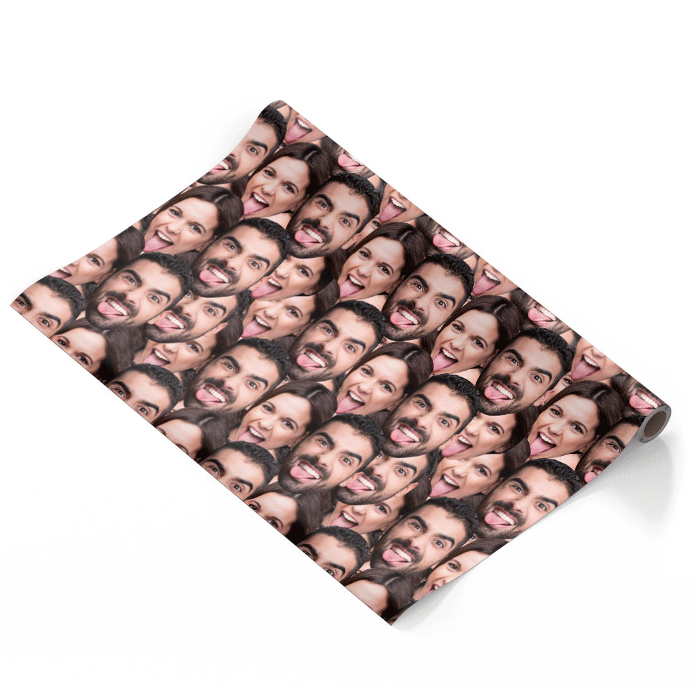 Couples Face Mash Personalised Wrapping Paper
