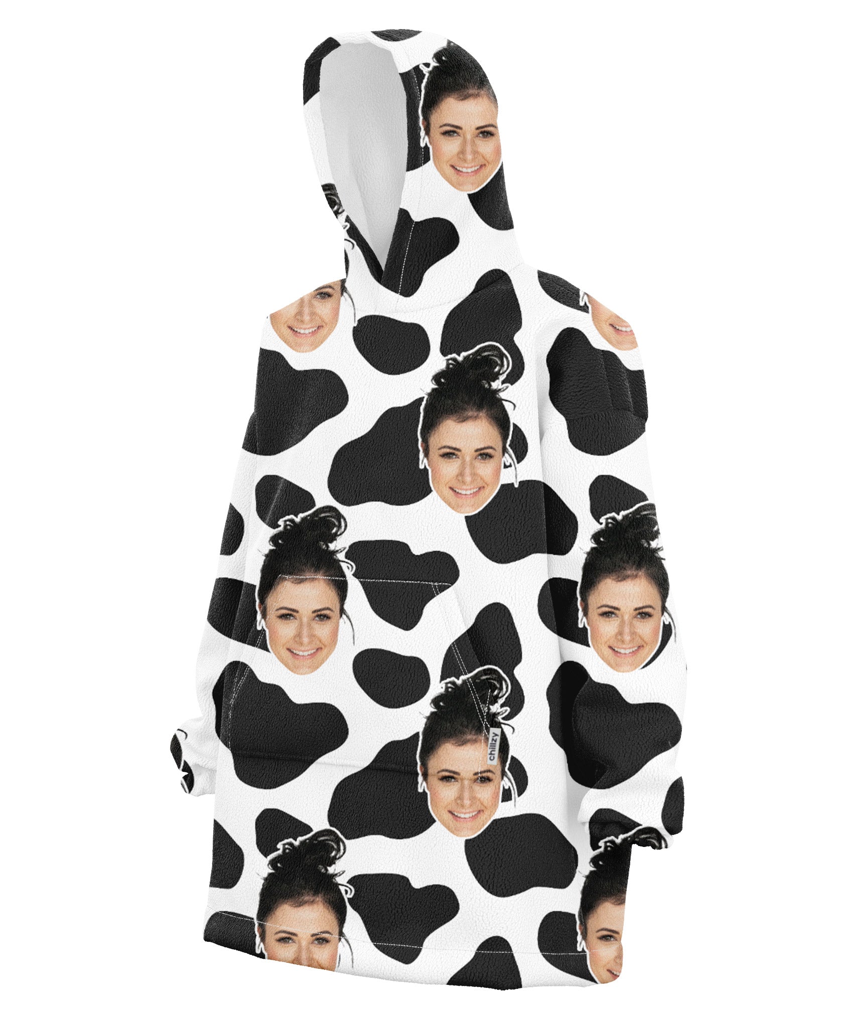 Cow Pattern Face Personalised Hoodie Blanket