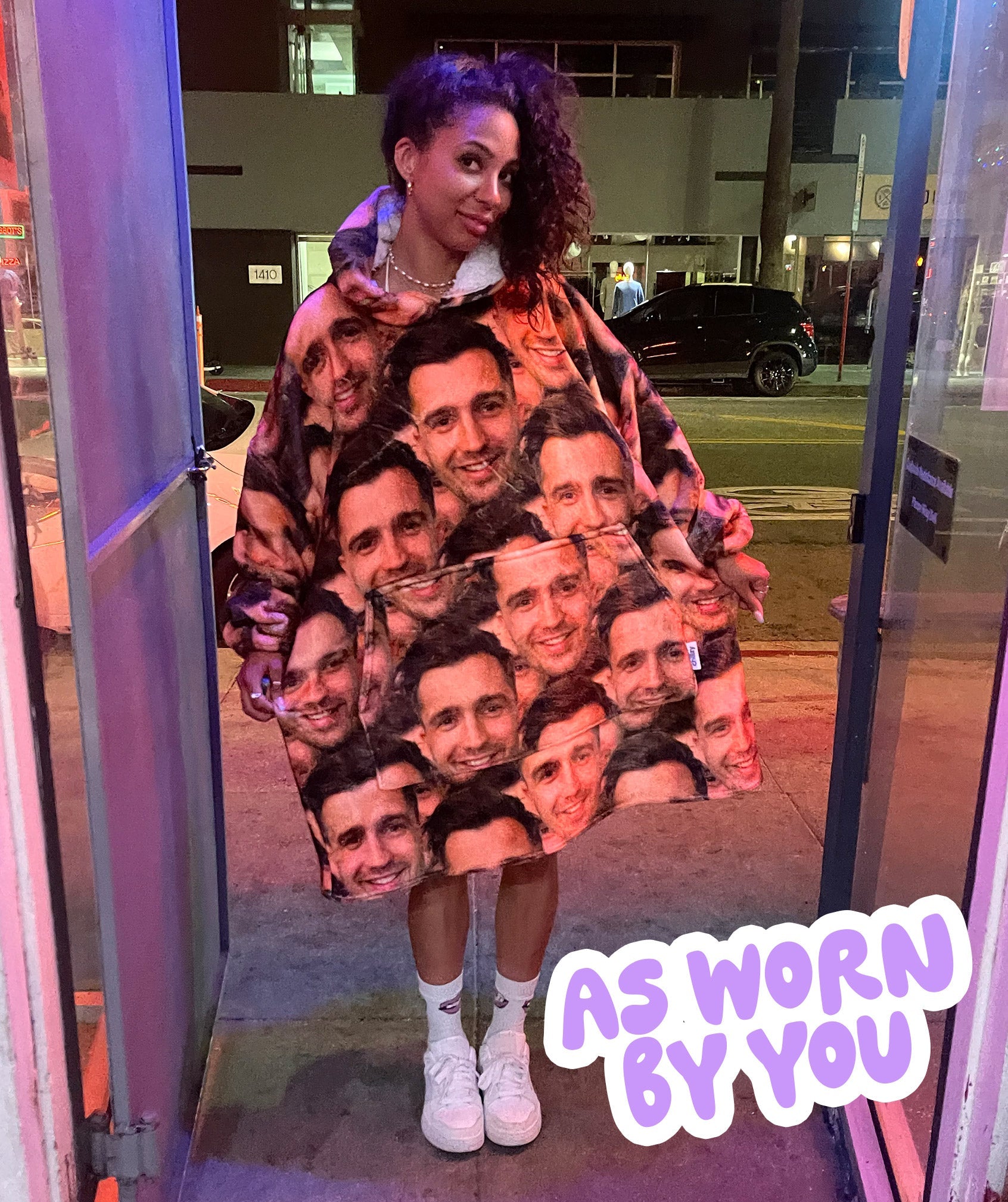 Face Mash Hoodie Blanket