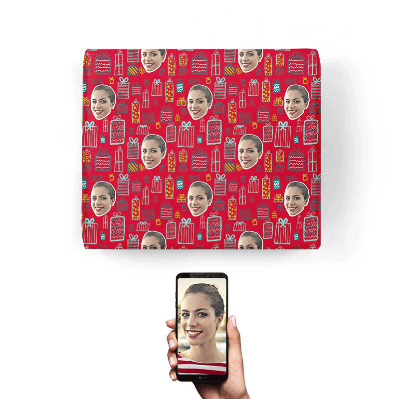 Christmas Present Face Pattern Custom Wrapping Paper