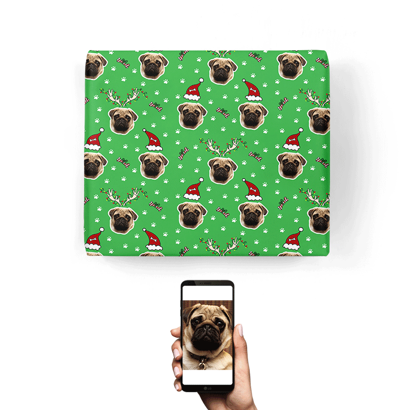 Christmas Dog Faces Personalised Wrapping Paper