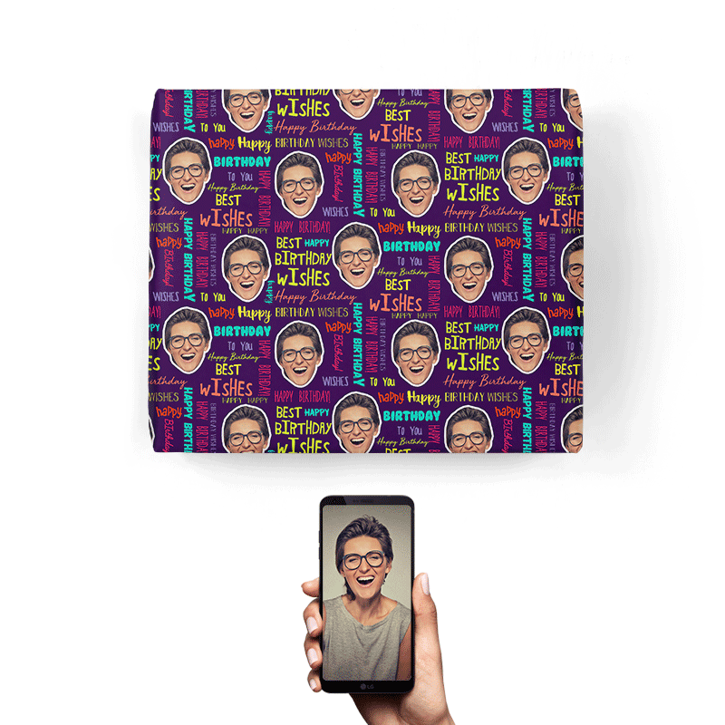 Happy Birthday Repeat Print Personalised Wrapping Paper
