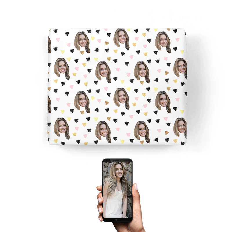 Your Face Triangle Print Personalised Wrapping Paper