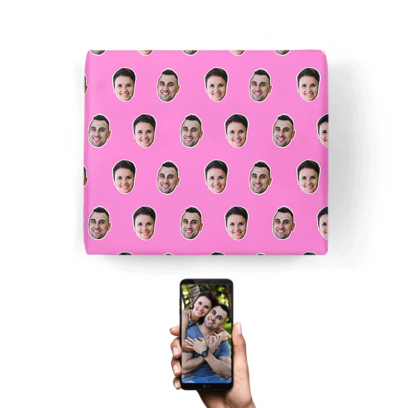 Couples Face Pattern Personalised Wrapping Paper