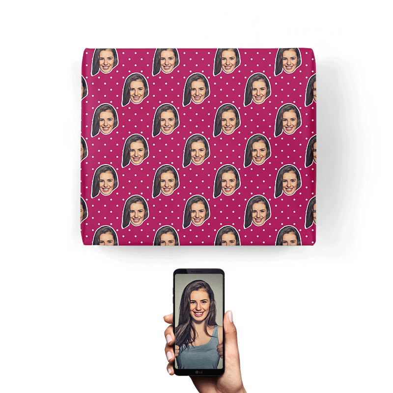 Your Face Polka Dot Personalised Wrapping Paper
