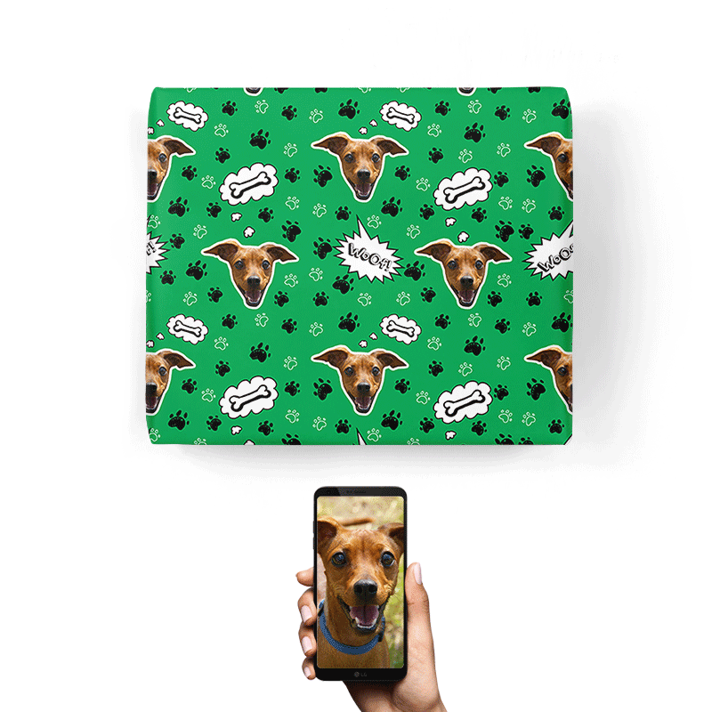 Your Dog Face Pattern Personalised Wrapping Paper