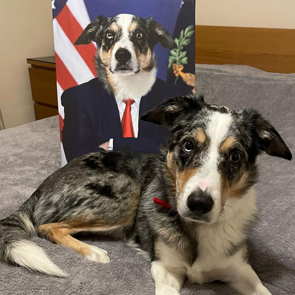 Dog President Portrait Canvas