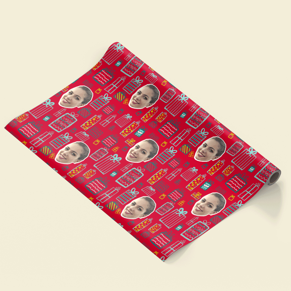 Christmas Present Face Pattern Custom Wrapping Paper
