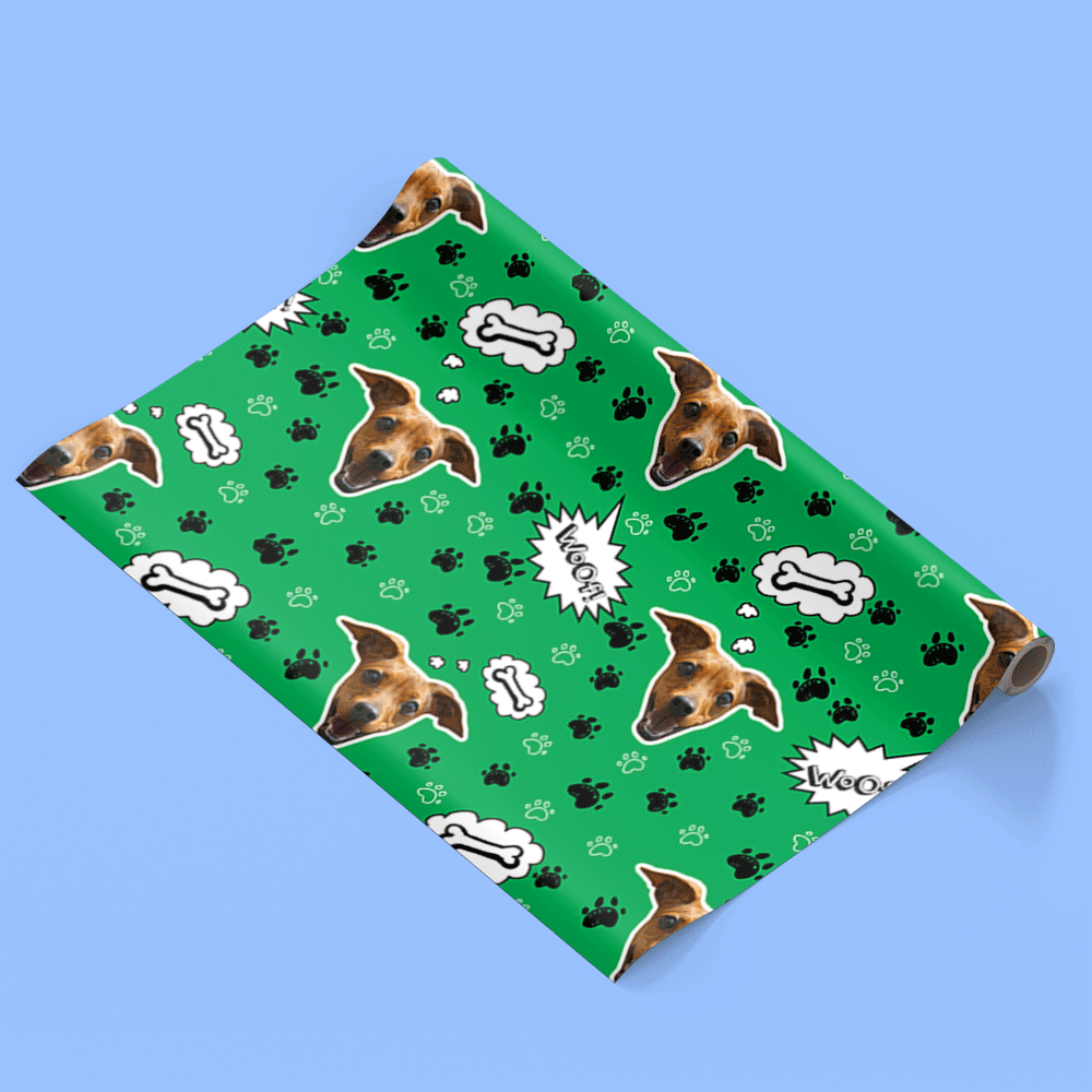 Your Dog Face Pattern Personalised Wrapping Paper