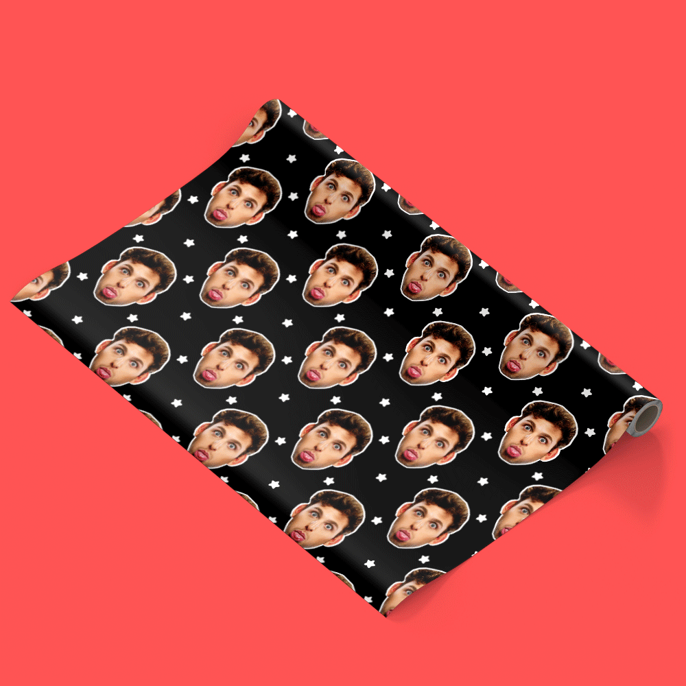 Your Face Stars Custom Wrapping Paper