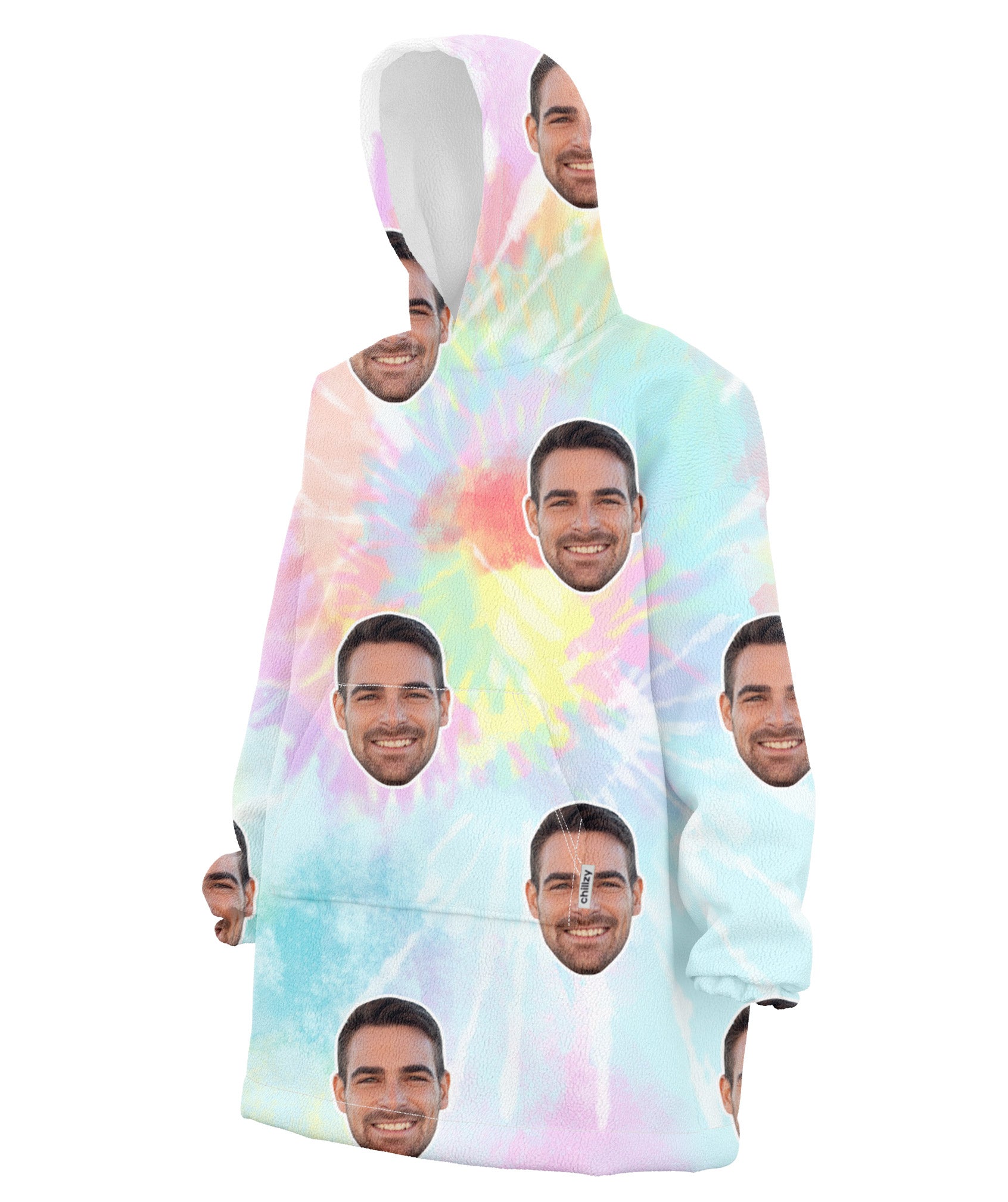 Tie Dye Face Custom Hoodie Blanket