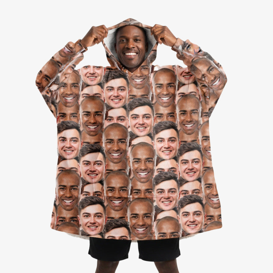 Best Friends Face Mash Custom Hoodie Blanket