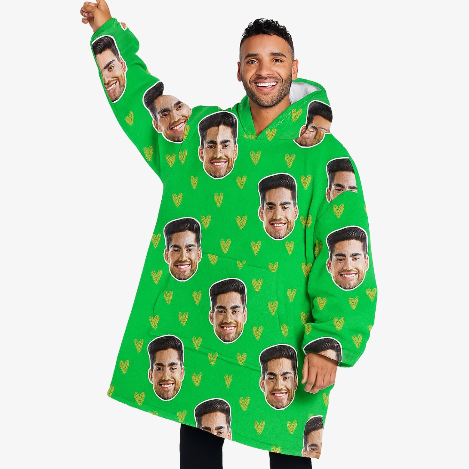 Face Hearts Custom Hoodie Blanket