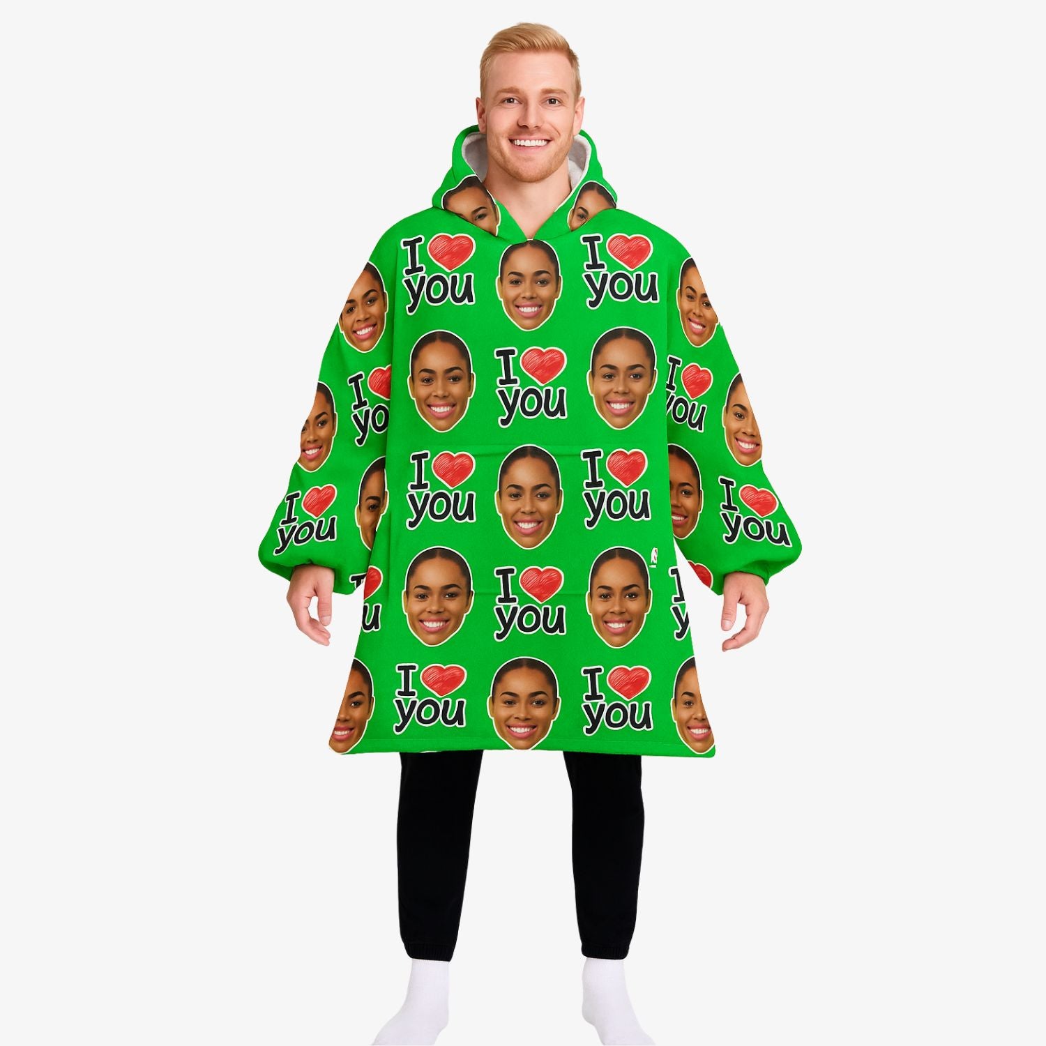 I Heart You Custom Hoodie Blanket