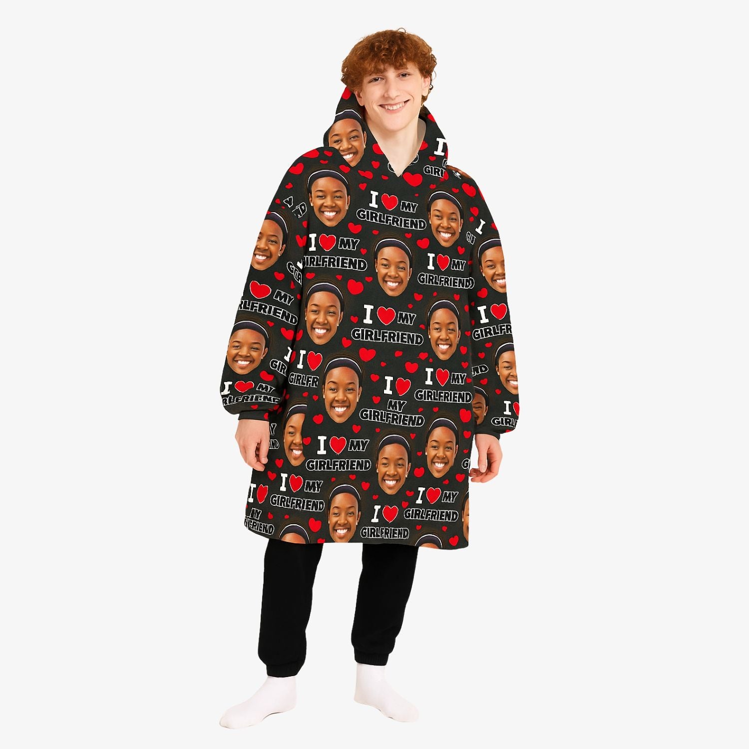 I Love My Girlfriend Custom Hoodie Blanket