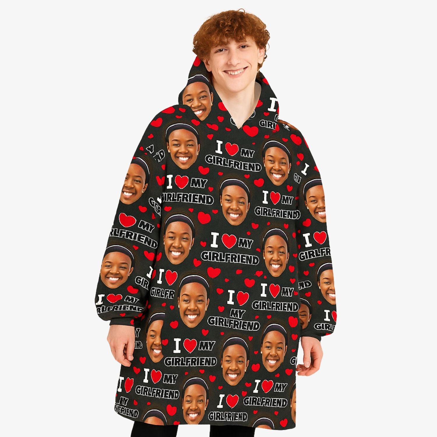 I Love My Girlfriend Custom Hoodie Blanket