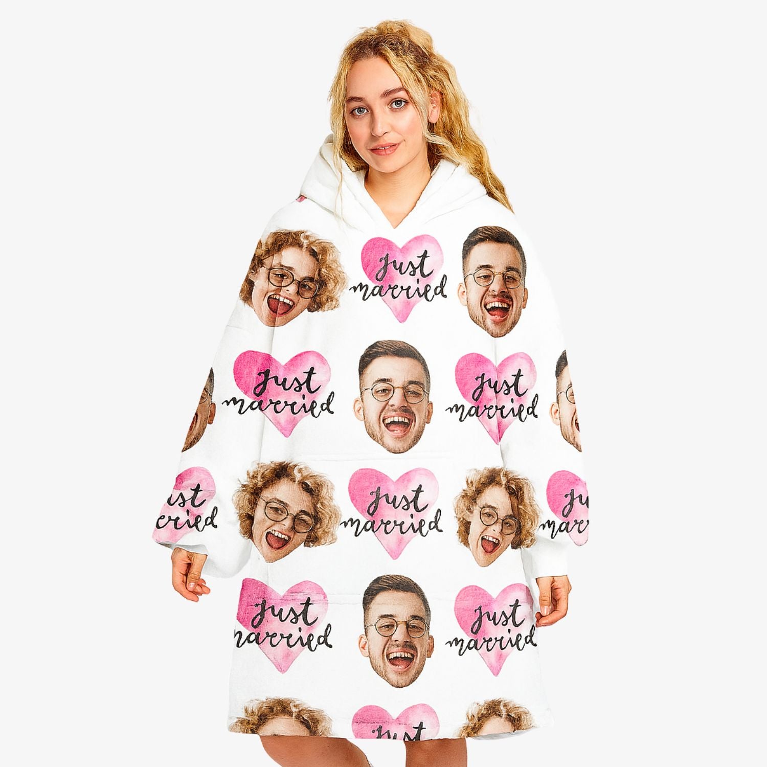 Just Married Personalised Hoodie Blanket