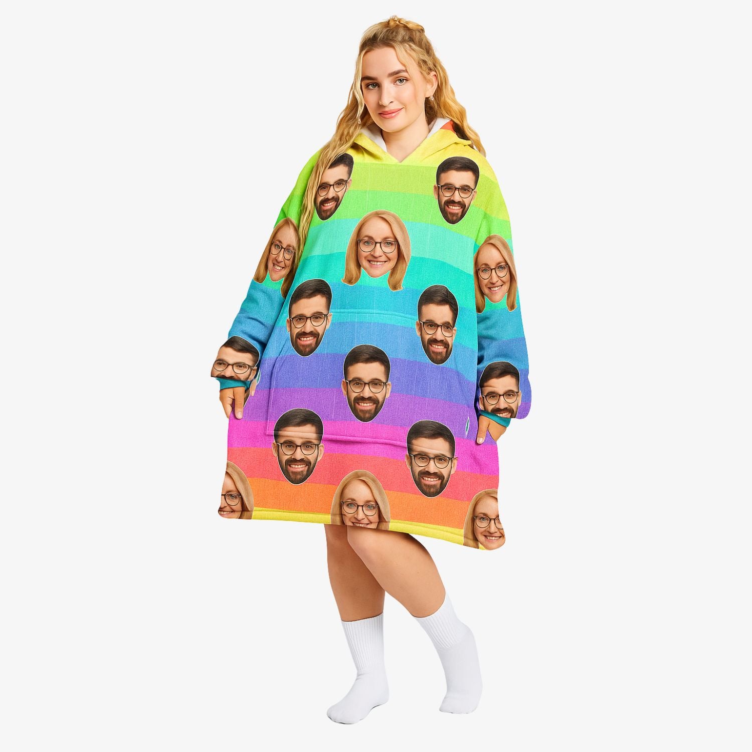 Rainbow Custom Hoodie Blanket