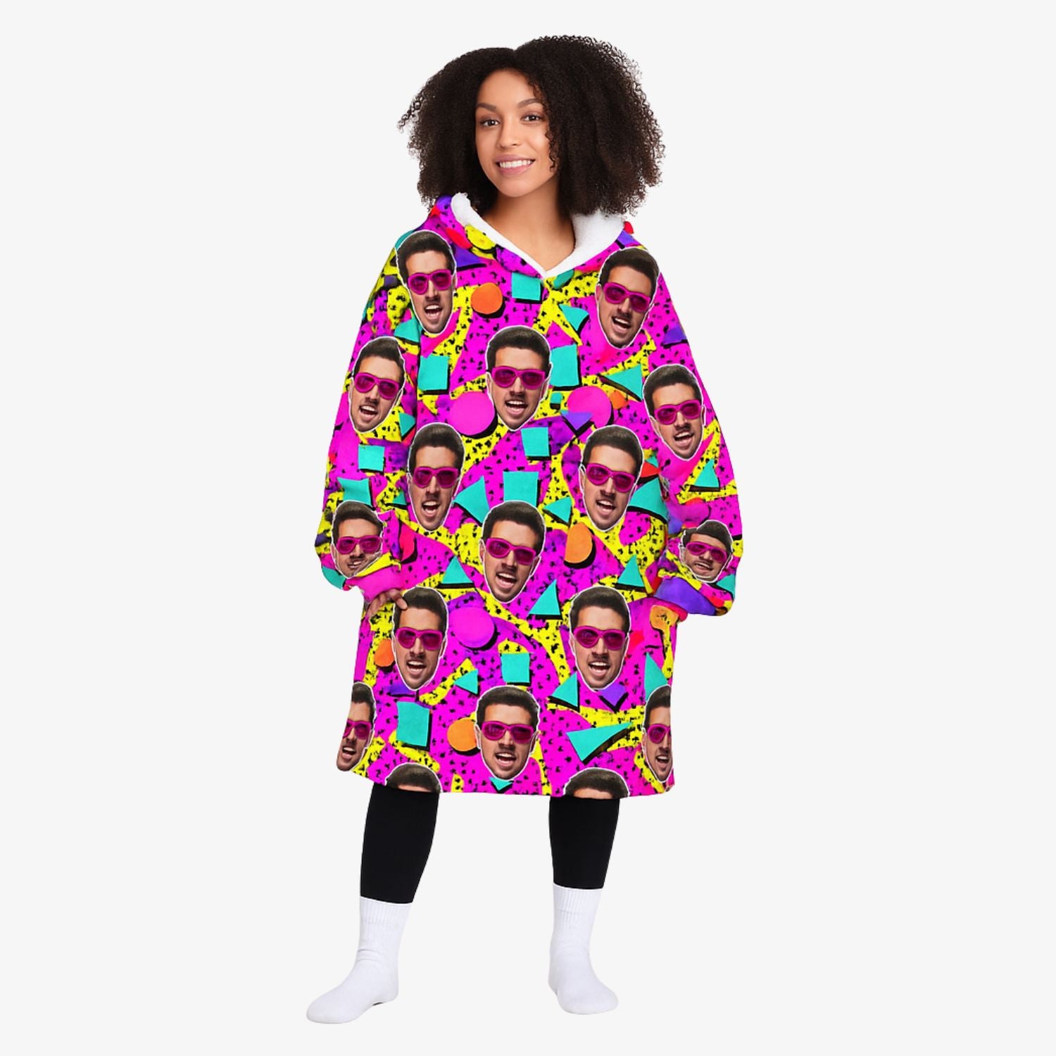 Retro Face Custom Hoodie Blanket