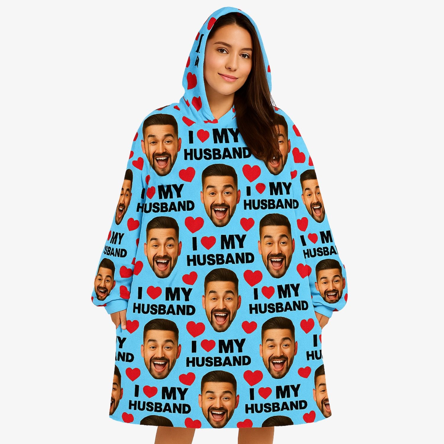 I Love My Husband Custom Hoodie Blanket