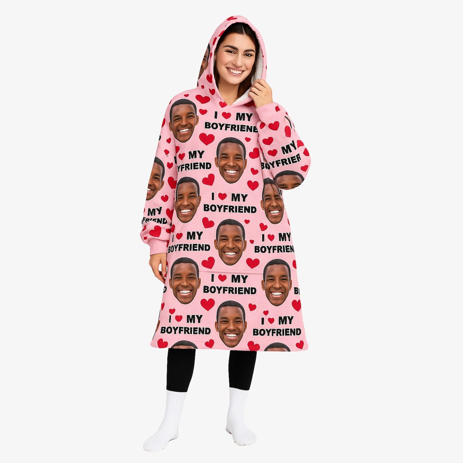 I Love My Boyfriend Custom Hoodie Blanket