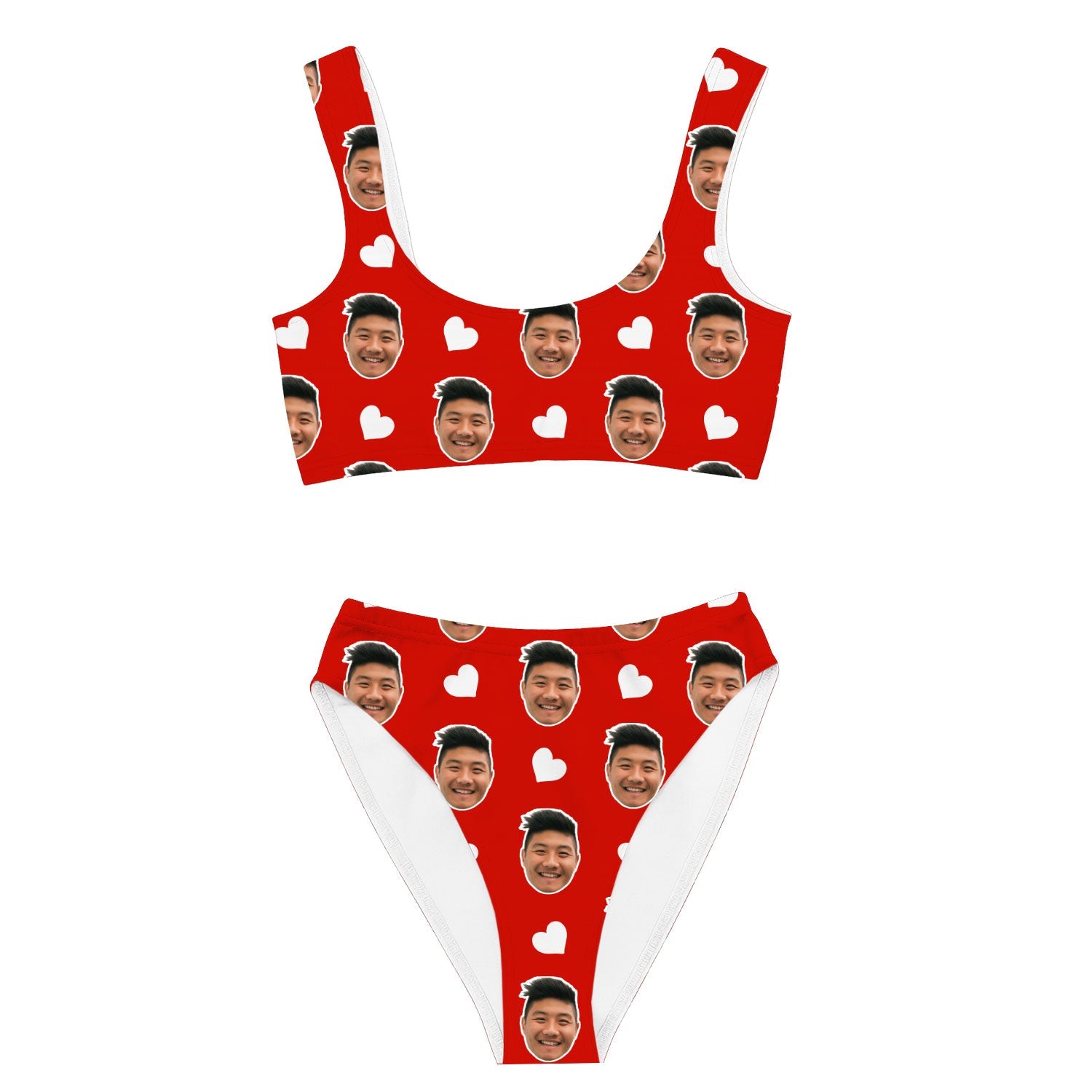 White Hearts Custom Made Bikini Set