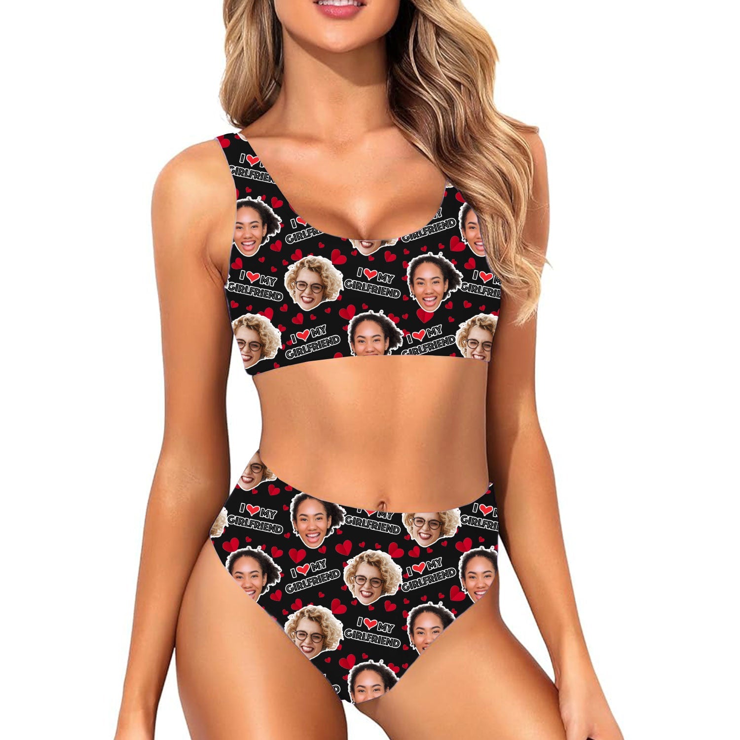 I Love My Girlfriend Custom Made Bikini Set