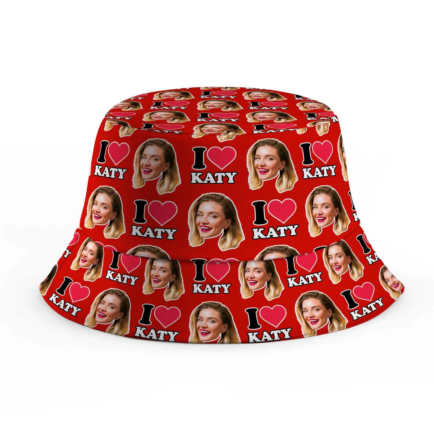 I Heart [Name] and Face Custom Bucket Hat