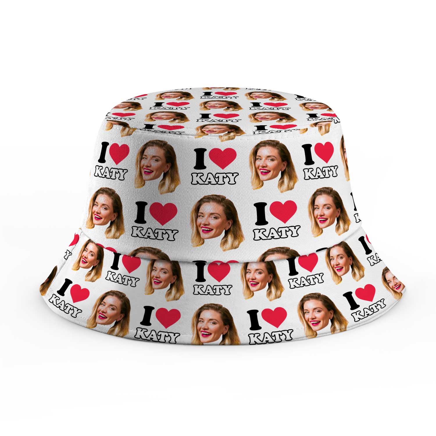 I Heart [Name] and Face Custom Bucket Hat
