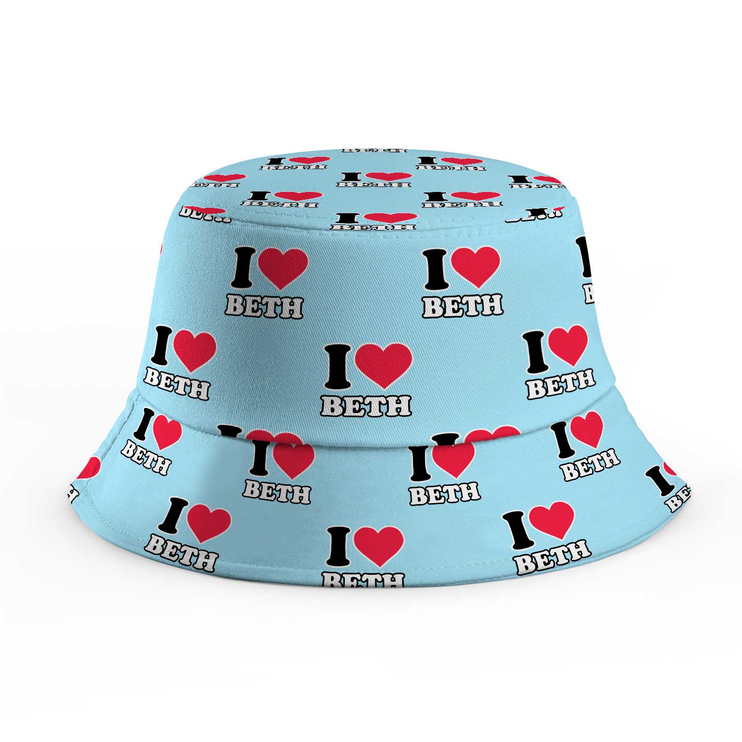 I Heart [Name] Repeated Custom Bucket Hat