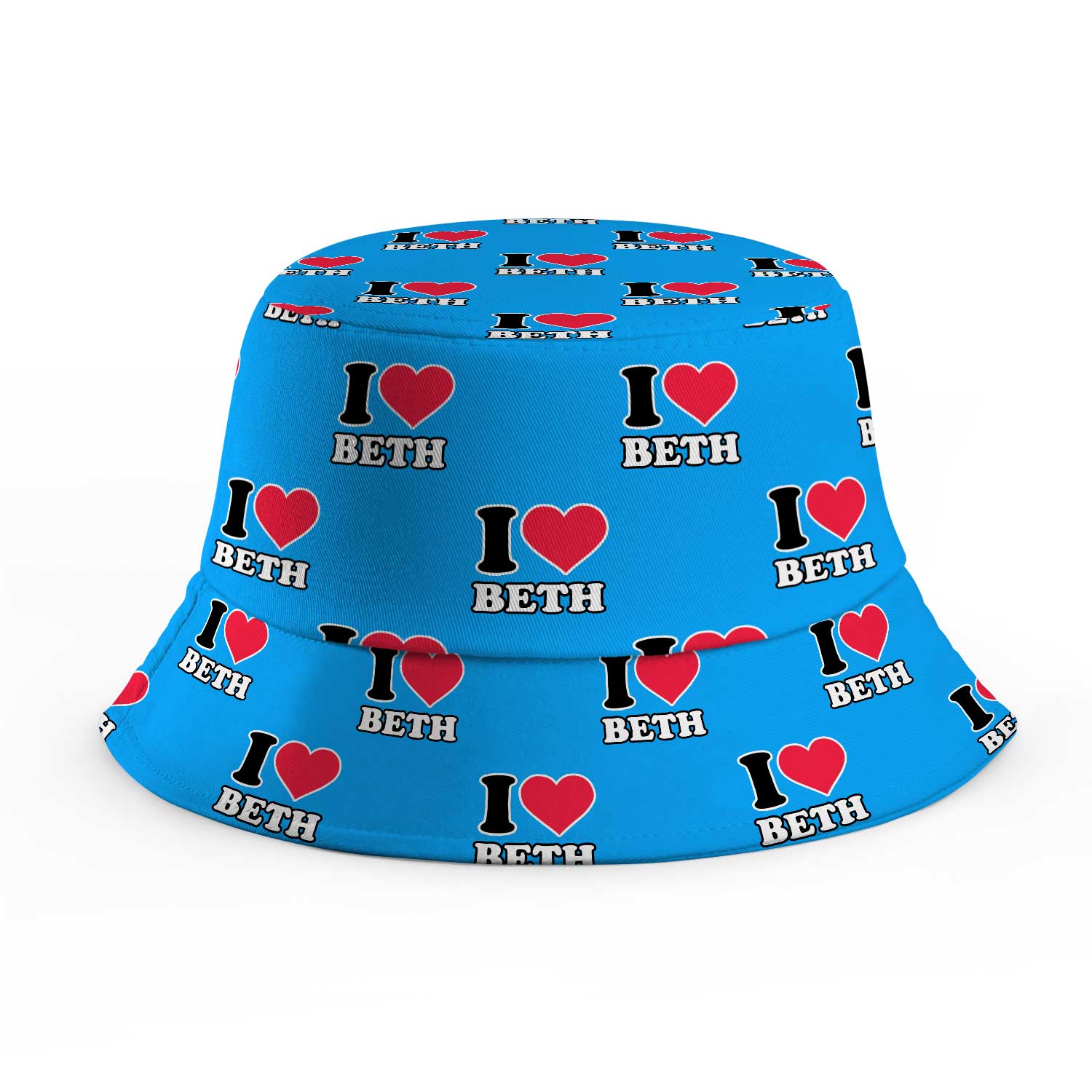 I Heart [Name] Repeated Custom Bucket Hat