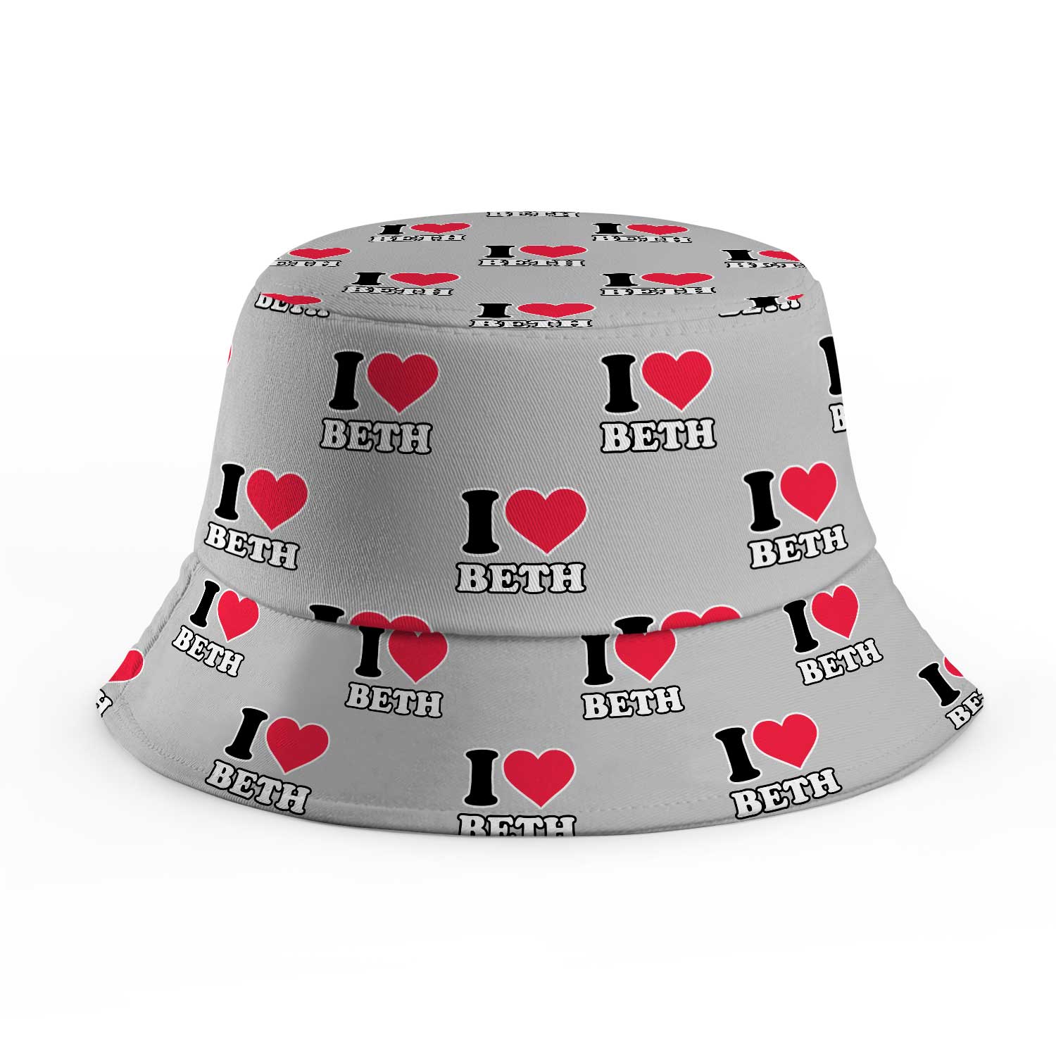 I Heart [Name] Repeated Custom Bucket Hat
