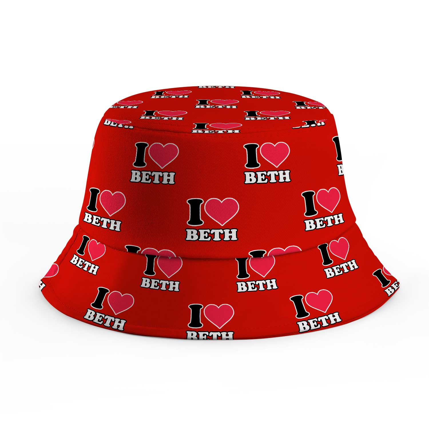 I Heart [Name] Repeated Custom Bucket Hat