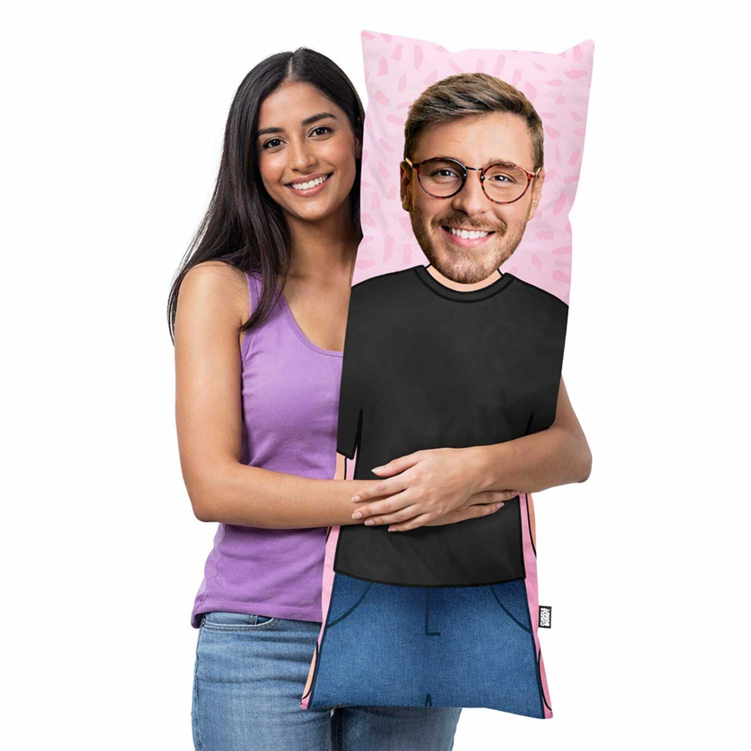 Him in a Black T-Shirt Custom Pillow