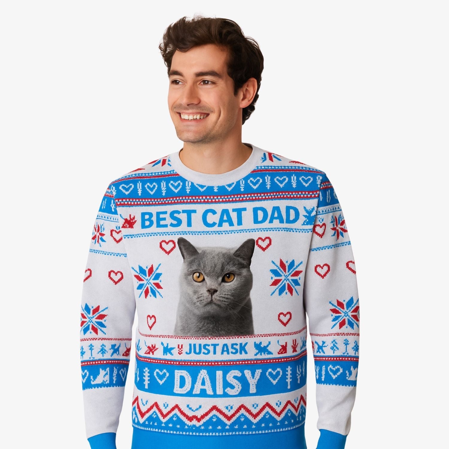 The Best Cat Dad Personalised Christmas Jumper