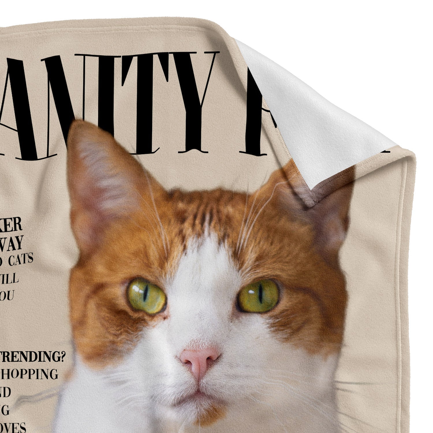 Vanity Fur Fashion Magazine Cover Personalised Cat Blanket