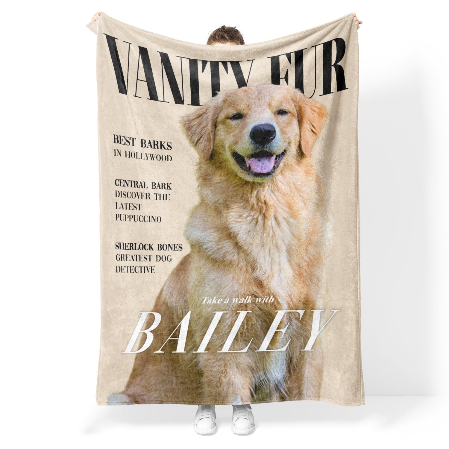 Vanity Fur Fashion Magazine Cover Personalised Dog Blanket